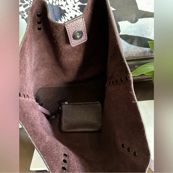 Rebecca Minkoff Studded Pebbled Leather Tote Bag - Burgundy Color - Picture 7 of 7